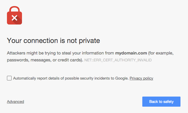 Browser security warning